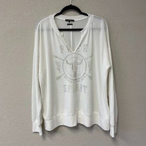 Miss Me Free Spirit Long Sleeve Graphic Shirt White/Cream